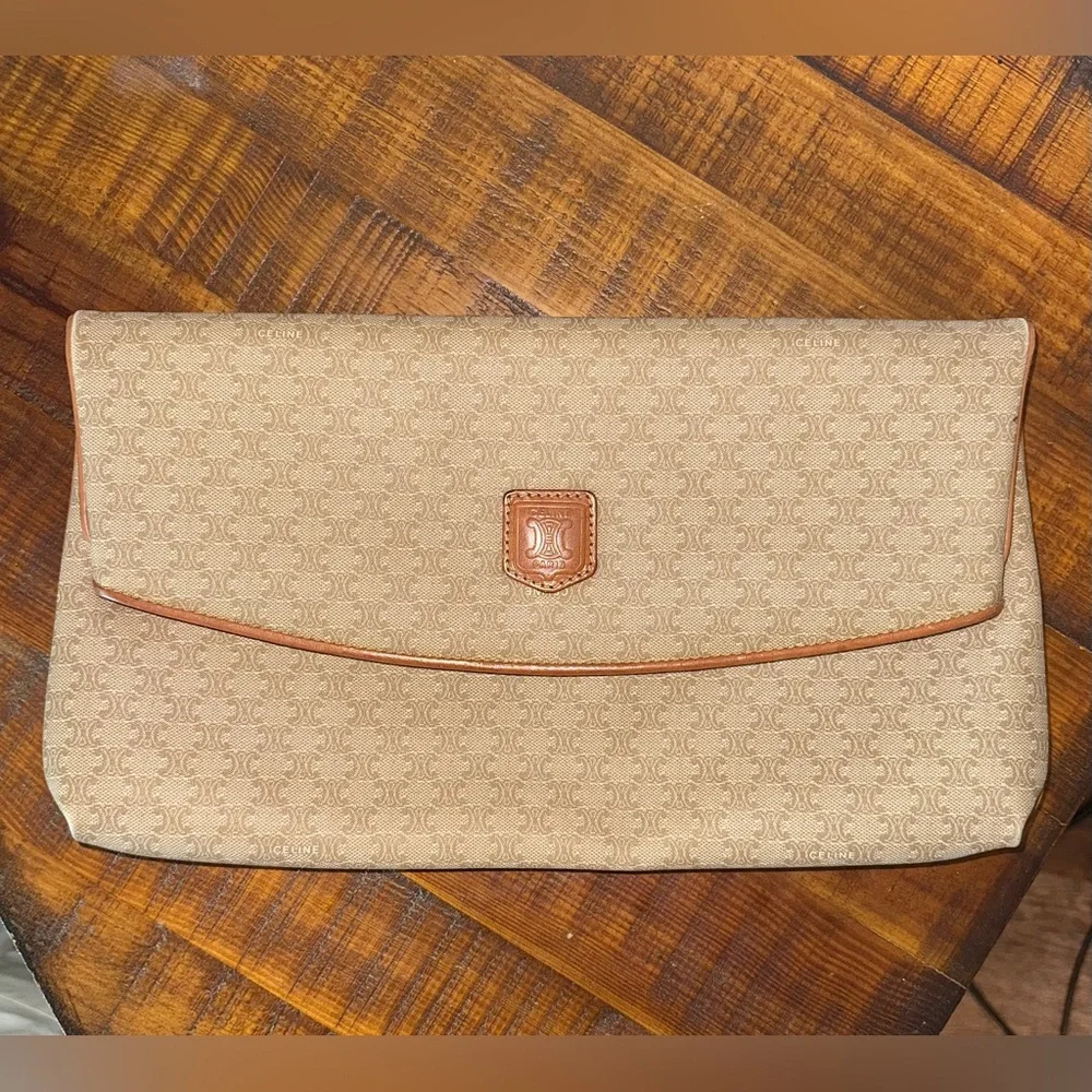 Celine Tan Monogram Envelope Clutch - Picture 1 of 6